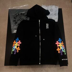 Chrome Hearts Black Hoodie with Multicolor Crosses